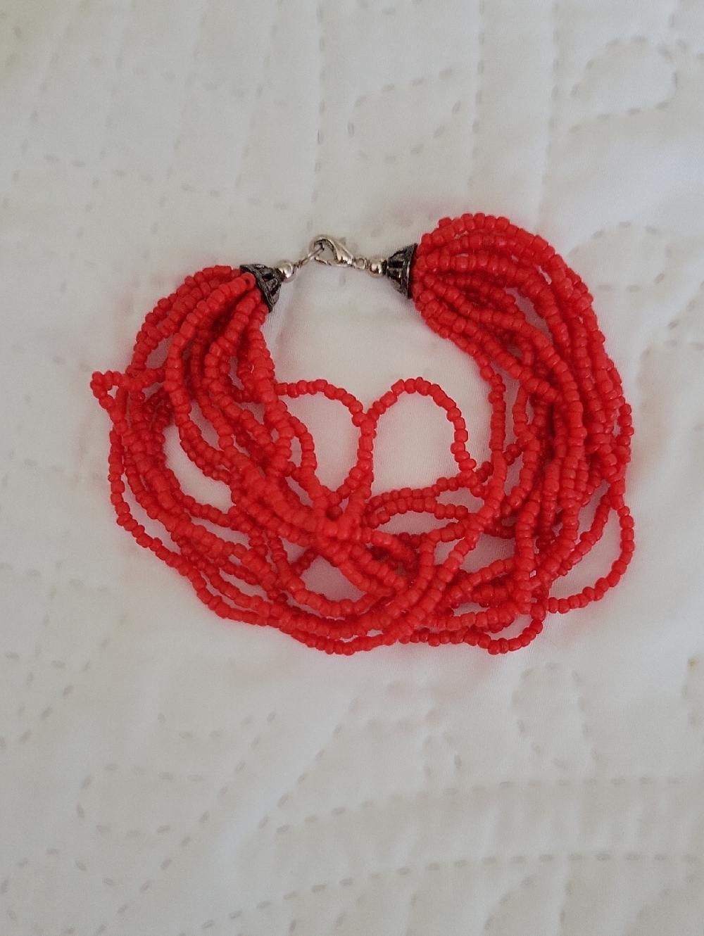 Free People Red Multi-Strand Seed Bead Bracelet